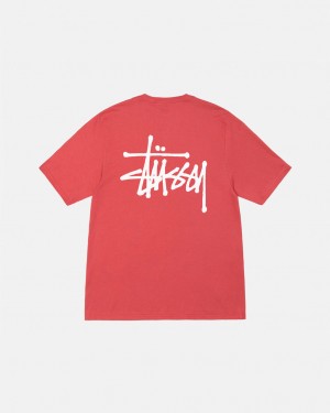 Red Men's Stussy Basic Stussy Tees Philippines | VRY-3986