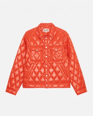 Red Men's Stussy Ranch Jacket Quilted Nylon Jackets Philippines | BFU-9516