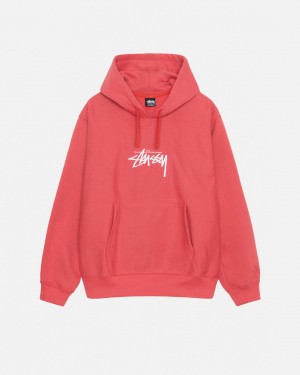 Red Men's Stussy Stock Logo Applique Hood Sweatshirts Philippines | THD-7207