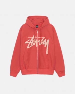 Red Men's Stussy Venus Zip Hood Sweatshirts Philippines | OHF-3837