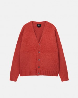 Red Women's Stussy Brushed Cardigan Sweaters Philippines | WZC-0132