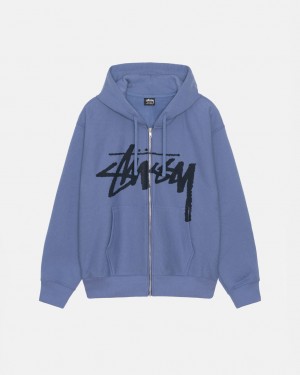 Royal Blue Men's Stussy Venus Zip Hood Sweatshirts Philippines | TRN-9236