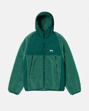 Turquoise Men's Stussy Sherpa Paneled Hooded Jackets Philippines | VJE-8931