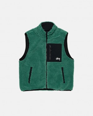 Turquoise Men's Stussy Sherpa Reversible Vest Philippines | IEX-2208