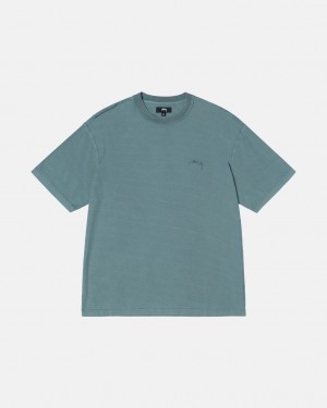 Turquoise Women's Stussy Pig. Dyed Inside Out Crew Tees Philippines | RXI-1943