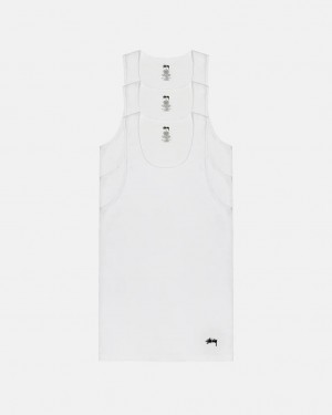 White Men's Stussy Stussy Tank Undershirt Shirts Philippines | NOX-2469