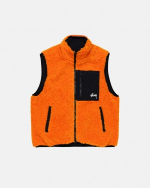 Yellow Women's Stussy Sherpa Reversible Vest Philippines | PIG-6838