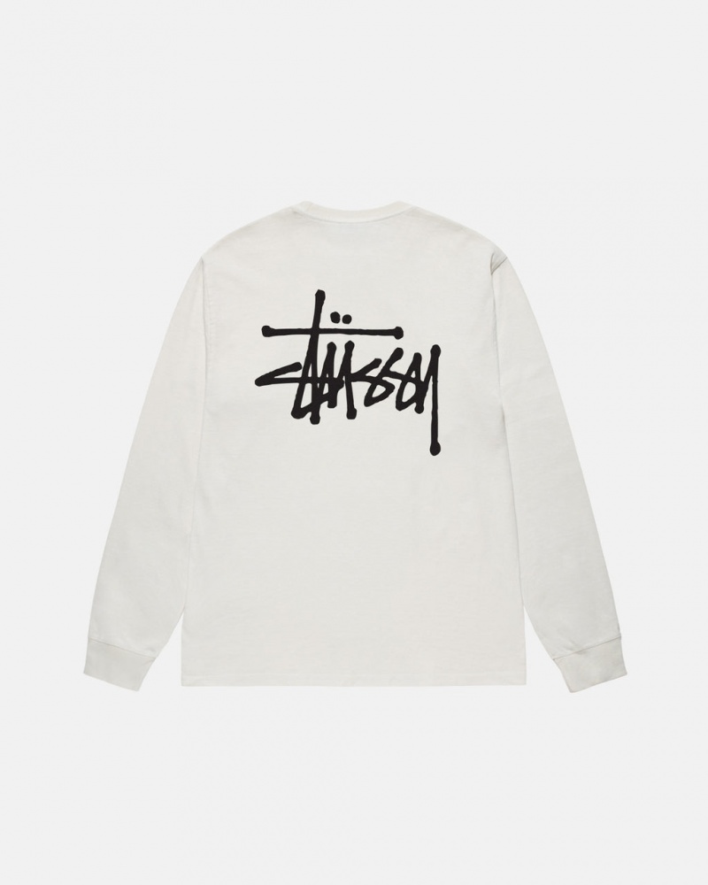 Beige Men\'s Stussy Basic Stussy LS Tee Pigment Dyed Tees Philippines | ECU-8342