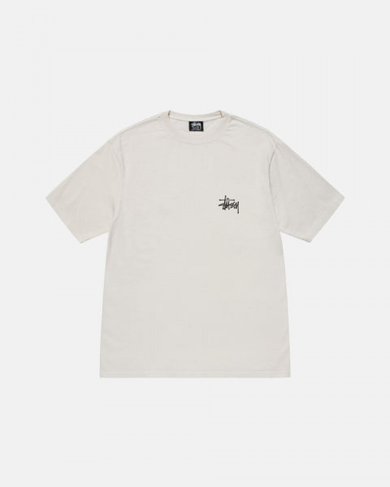 Beige Men's Stussy Basic Stussy Tees Philippines | HNB-1225