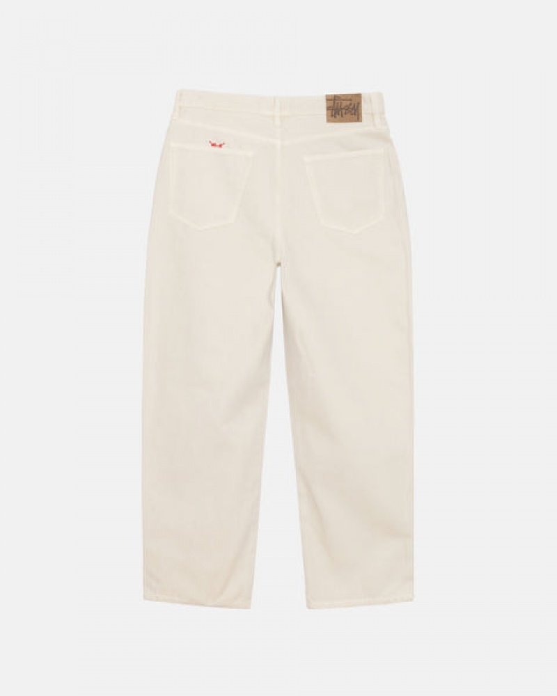 Beige Men's Stussy Big Ol' Jean Washed Canvas Denim Philippines | QVC-1474