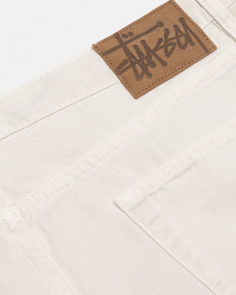 Beige Men's Stussy Big Ol' Jean Washed Canvas Denim Philippines | QVC-1474