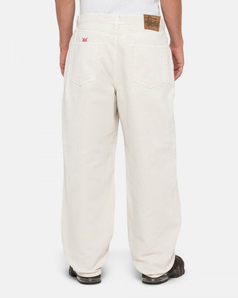 Beige Men's Stussy Big Ol' Jean Washed Canvas Pants Philippines | GVT-9346