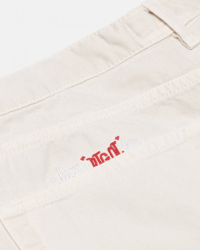 Beige Men's Stussy Big Ol' Jean Washed Canvas Pants Philippines | GVT-9346