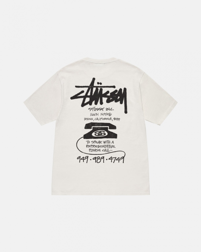 Beige Men\'s Stussy Old Phone Tee Pigment Dyed Tees Philippines | HWK-6988