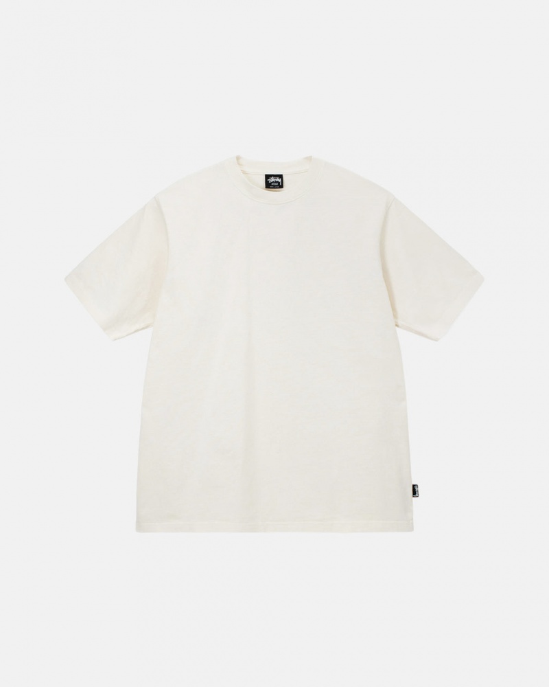 Beige Men\'s Stussy Pigment Dyed Crew Tees Philippines | LWY-8027