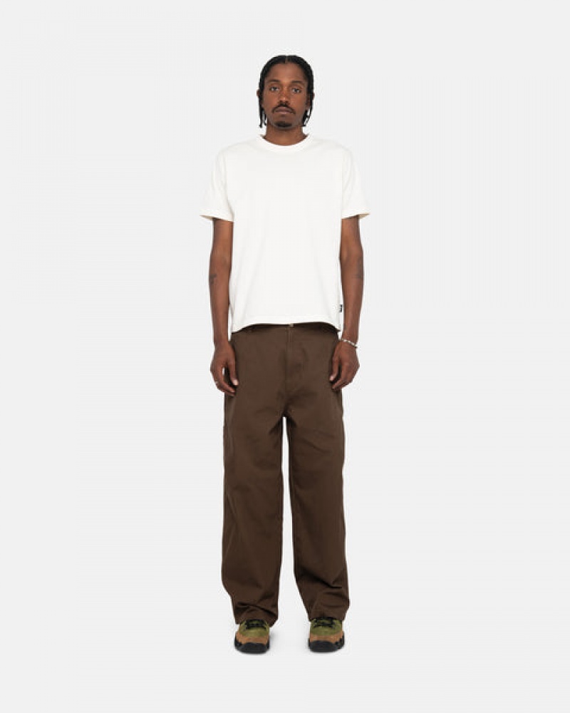 Beige Men's Stussy Pigment Dyed Crew Tops Philippines | YXL-5263