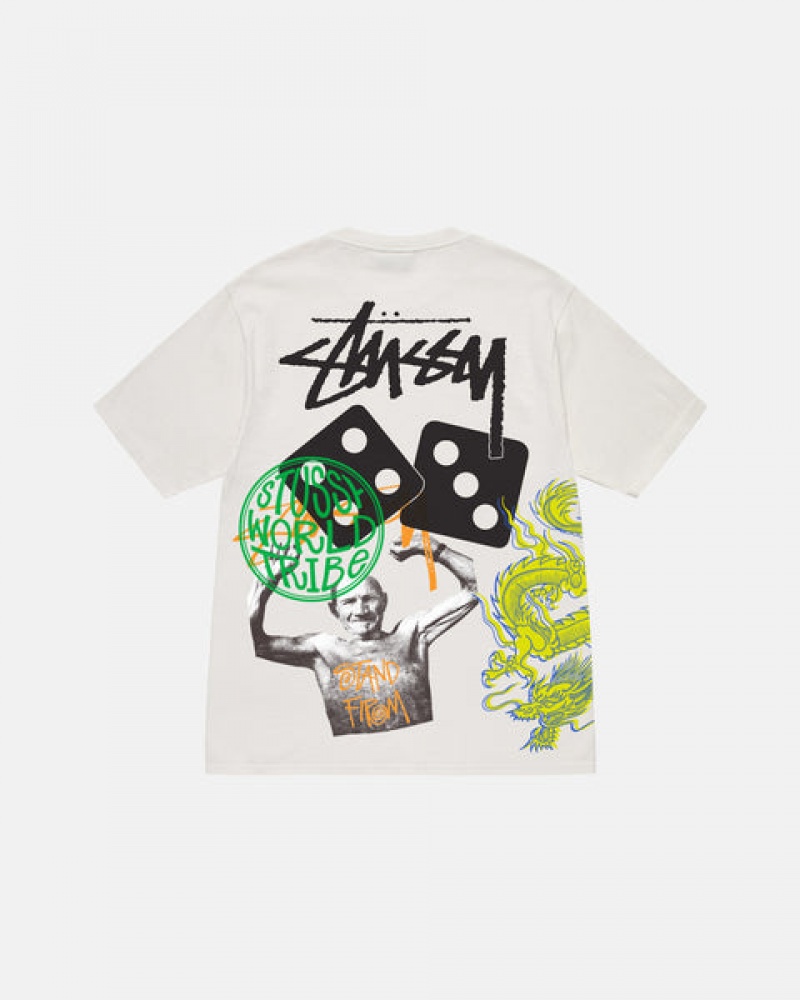 Beige Men's Stussy Strike Pigment Dyed Tees Philippines | XIQ-7235