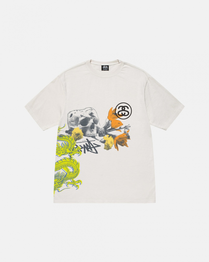 Beige Men\'s Stussy Strike Pigment Dyed Tees Philippines | XIQ-7235