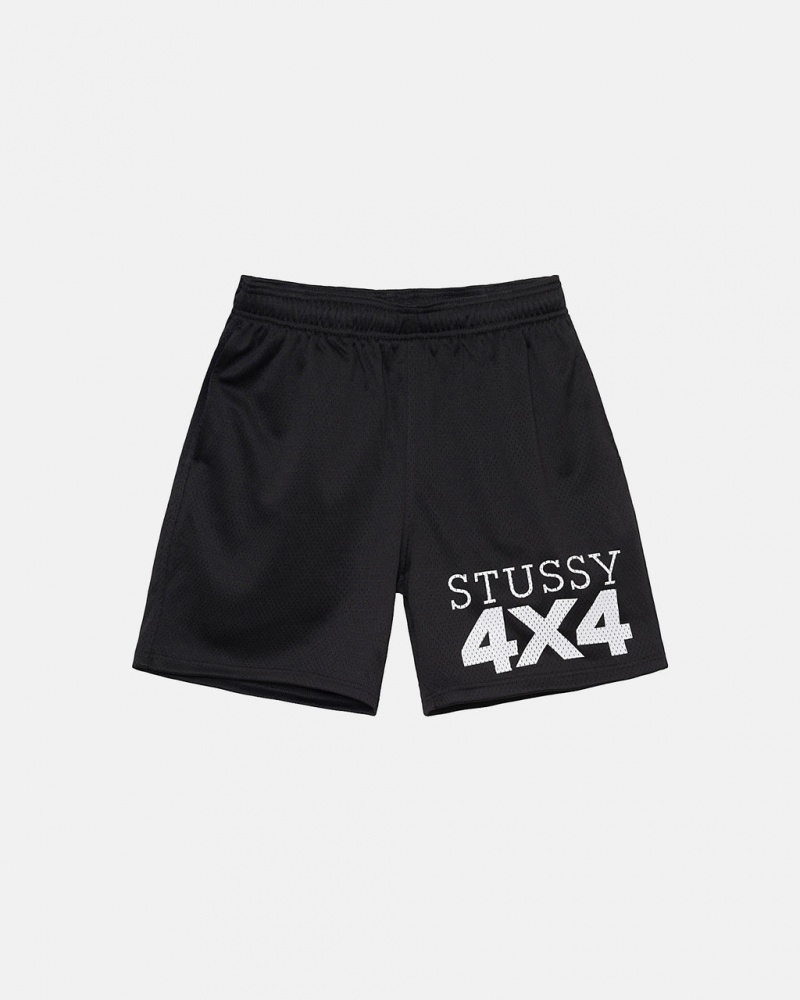 Black Men\'s Stussy 4X4 Mesh Shorts Philippines | ACE-6778