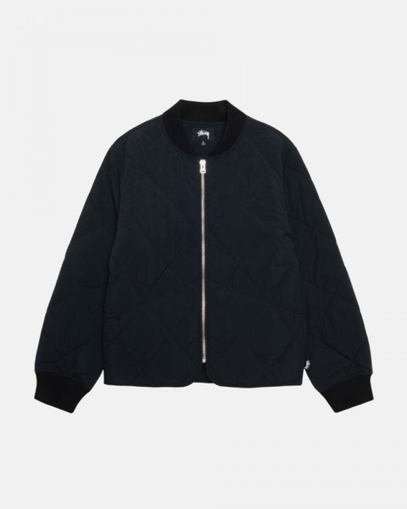 Black Men's Stussy 8 Ball Quilted Liner Jackets Philippines | FUI-0525