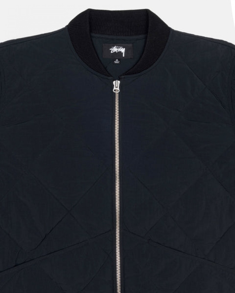 Black Men's Stussy 8 Ball Quilted Liner Jackets Philippines | FUI-0525