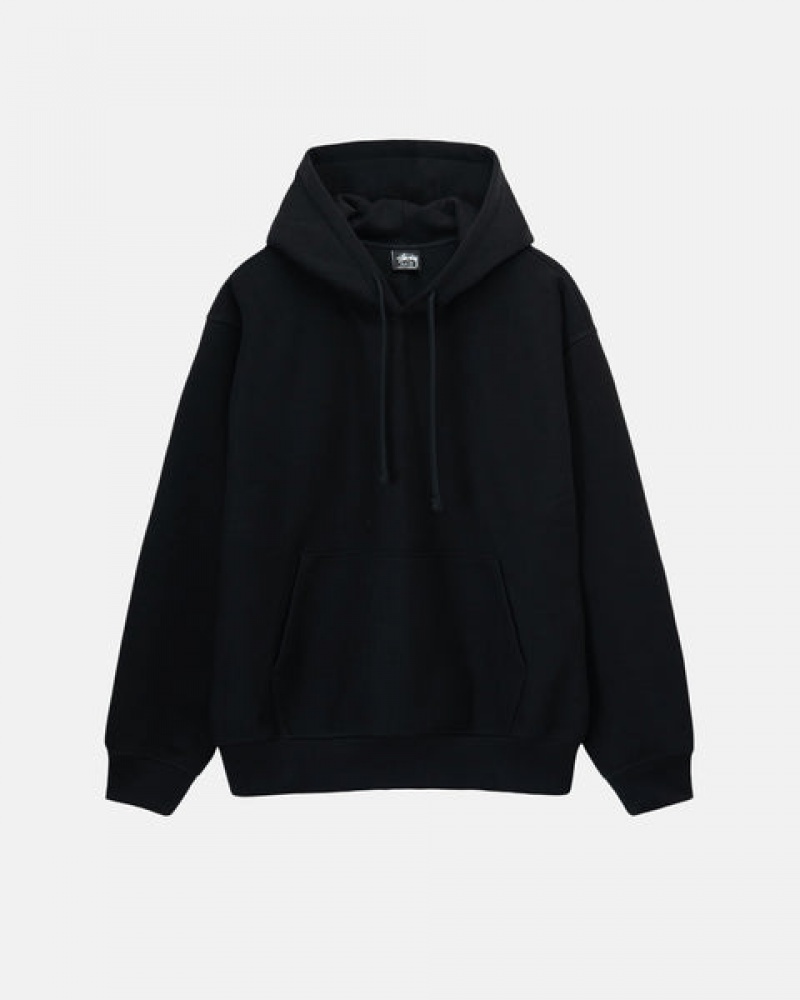 Black Men's Stussy Back Hood Applique Hoodie Philippines | QKI-0516