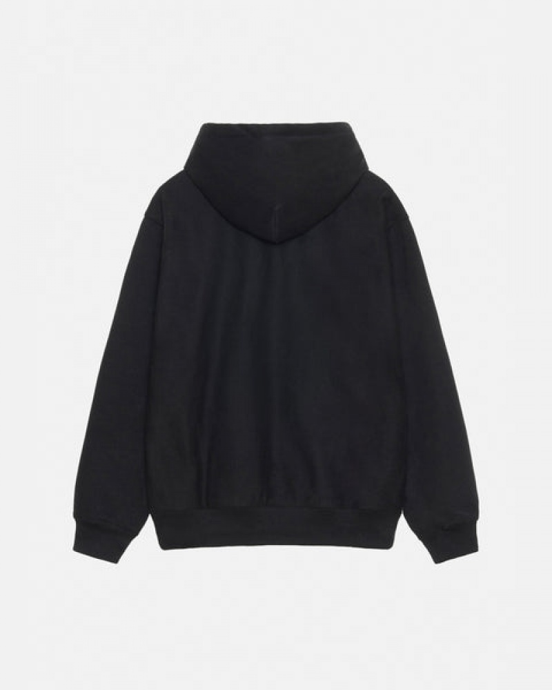 Black Men's Stussy Basic Applique Hoodie Philippines | CPN-6327