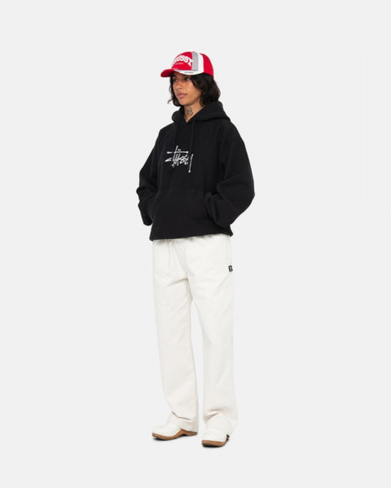 Black Men's Stussy Basic Applique Hoodie Philippines | CPN-6327