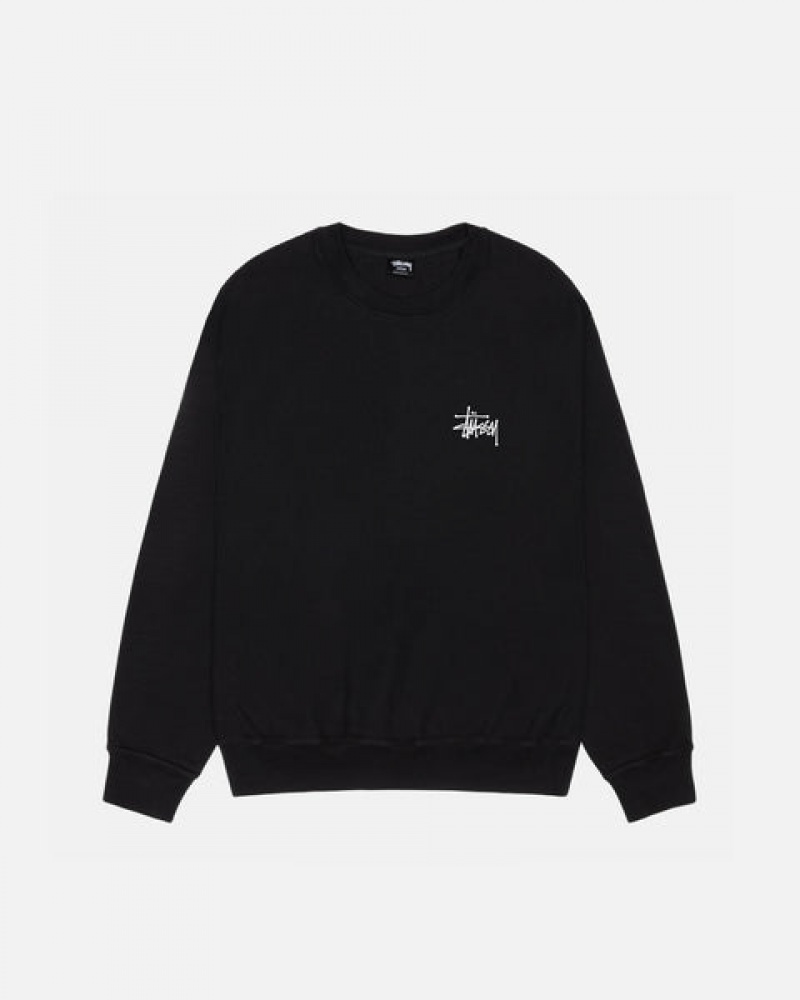 Black Men's Stussy Basic Stüssy Pigment Dyed Crew Sweatshirts Philippines | KNM-4606