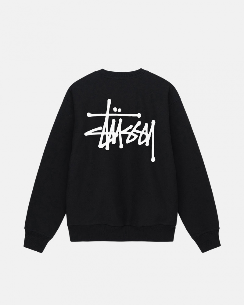 Black Men\'s Stussy Basic Stussy Crew Sweatshirts Philippines | LED-8876