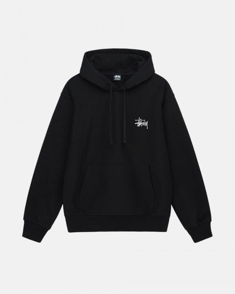 Black Men's Stussy Basic Stussy Hoodie Philippines | PEV-3571