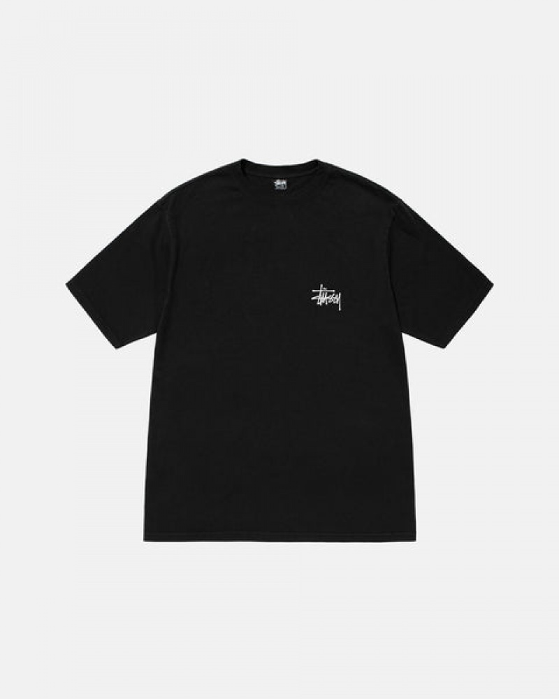 Black Men's Stussy Basic Stussy Pigment Dyed Tees Philippines | SEY-1068