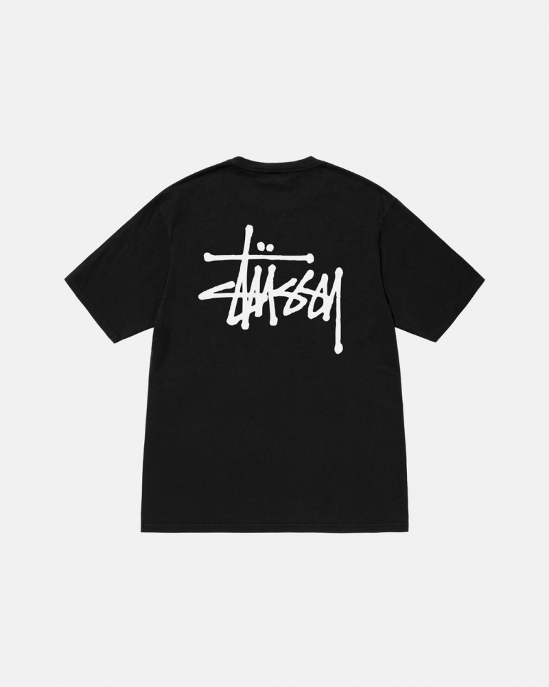 Black Men\'s Stussy Basic Stussy Pigment Dyed Tees Philippines | SEY-1068