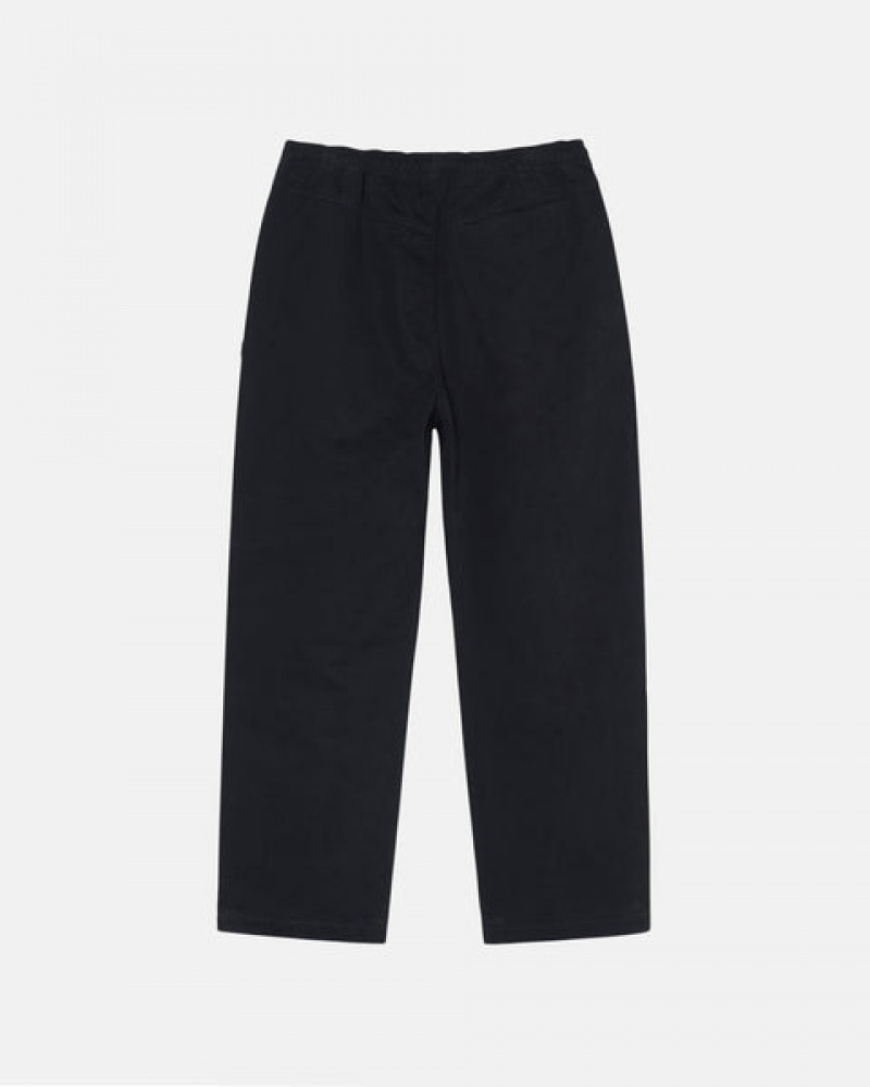 Black Men's Stussy Beach Pant Brushed Cotton Pants Philippines | OCZ-1326