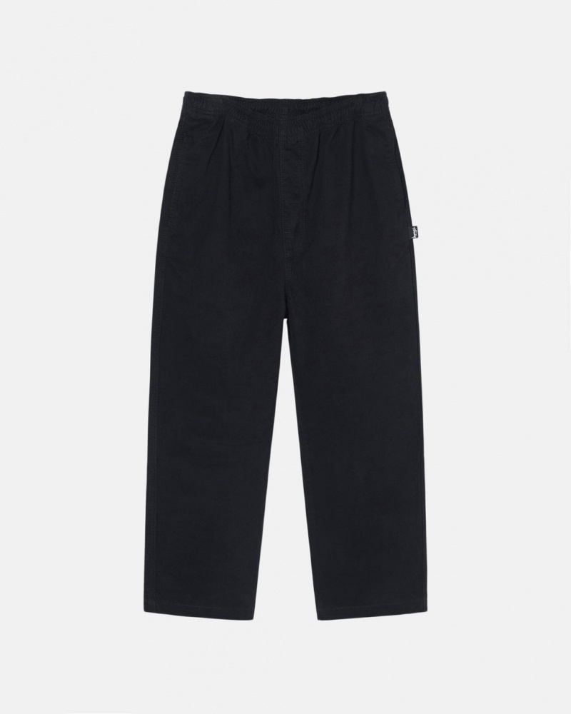 Black Men\'s Stussy Beach Pant Brushed Cotton Pants Philippines | OCZ-1326