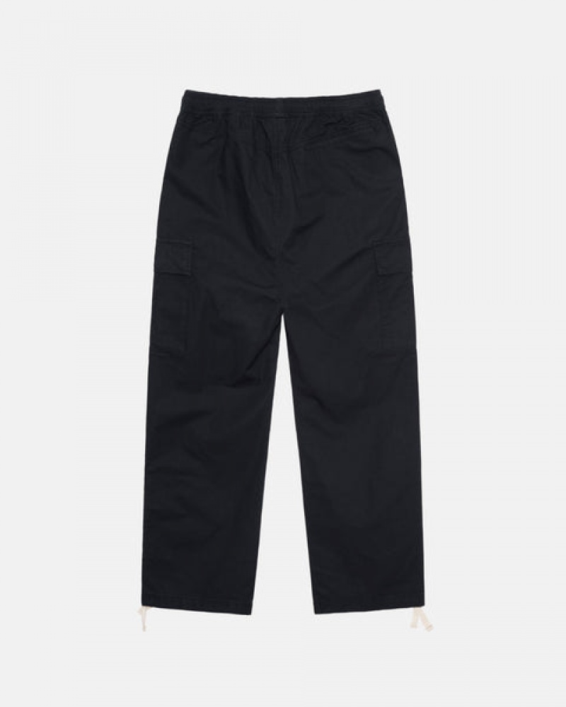 Black Men's Stussy Beach Pant Ripstop Cargo Pants Philippines | VKC-4634