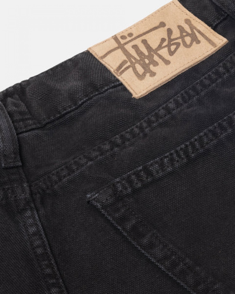 Black Men's Stussy Big Ol' Jean Washed Canvas Denim Philippines | CPU-6828