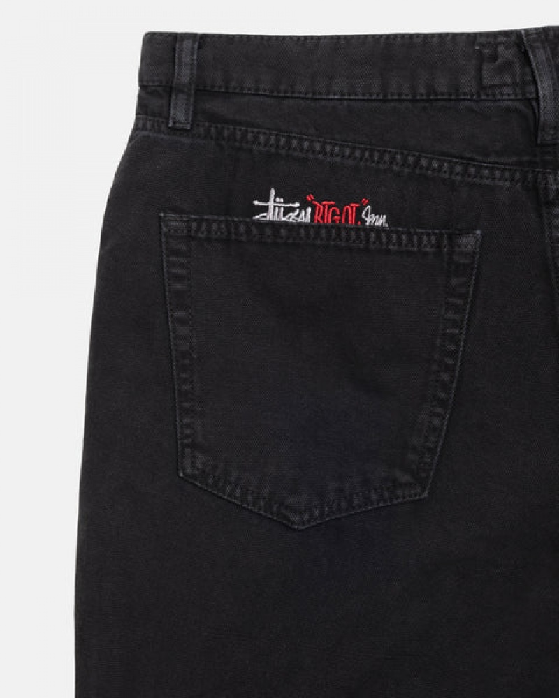 Black Men's Stussy Big Ol' Jean Washed Canvas Denim Philippines | CPU-6828