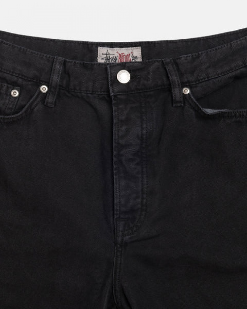 Black Men's Stussy Big Ol' Jean Washed Canvas Denim Philippines | CPU-6828