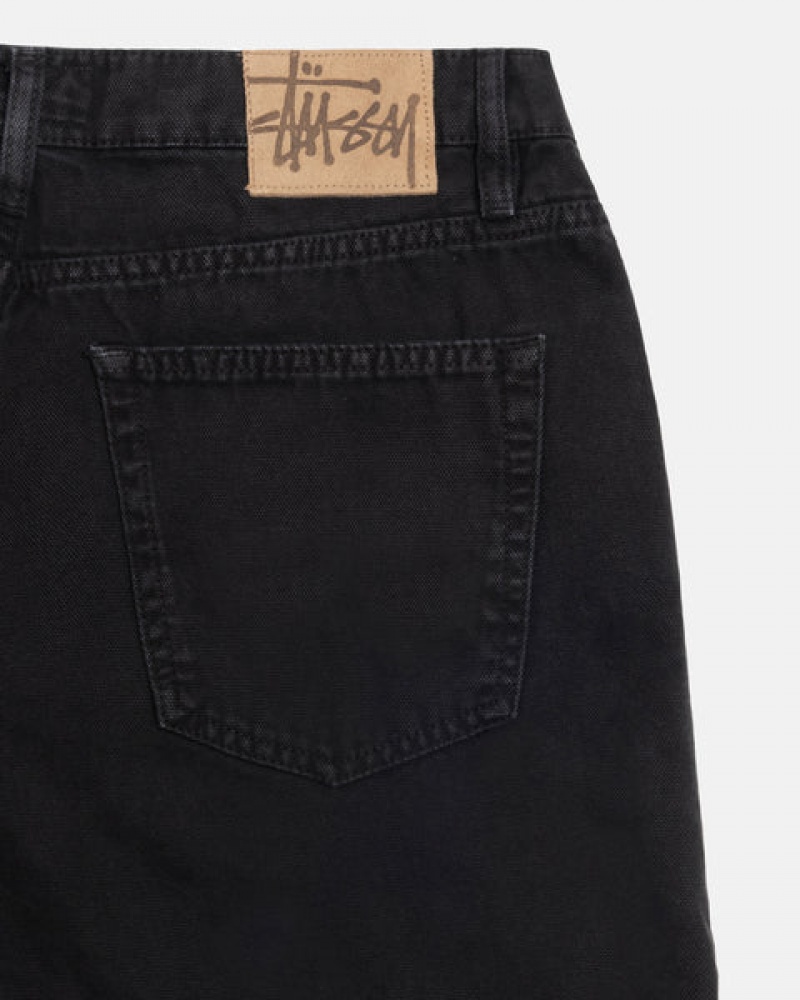 Black Men's Stussy Big Ol' Jean Washed Canvas Denim Philippines | CPU-6828