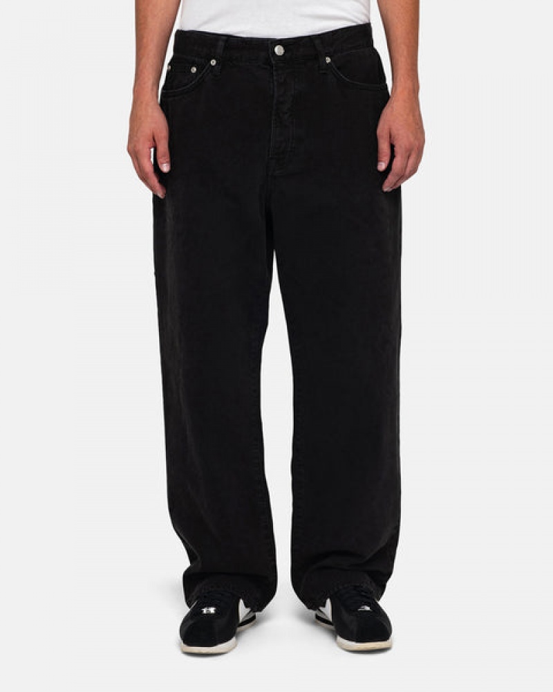 Black Men's Stussy Big Ol' Jean Washed Canvas Pants Philippines | OCS-4129