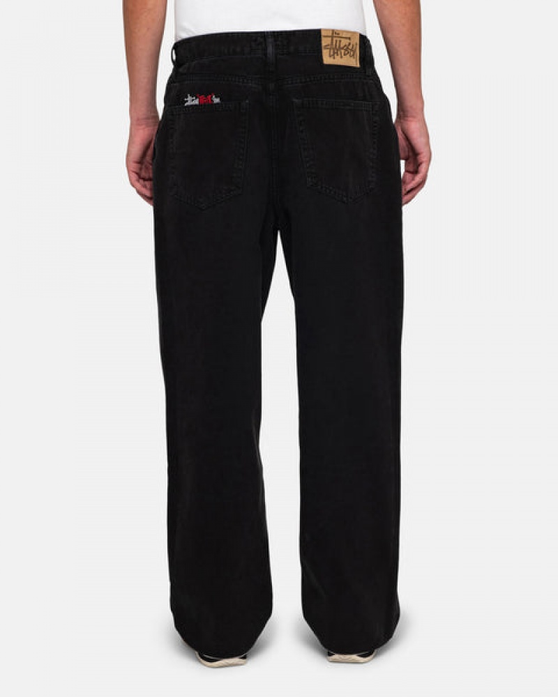 Black Men's Stussy Big Ol' Jean Washed Canvas Pants Philippines | OCS-4129