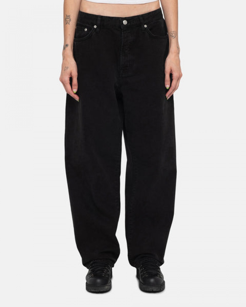 Black Men's Stussy Big Ol' Jean Washed Canvas Pants Philippines | OCS-4129