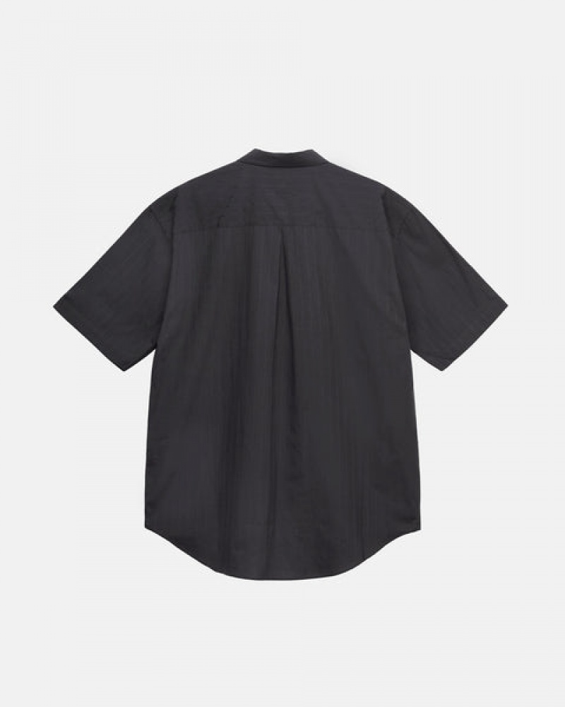 Black Men's Stussy Boxy Striped Shirts Philippines | GPT-5530