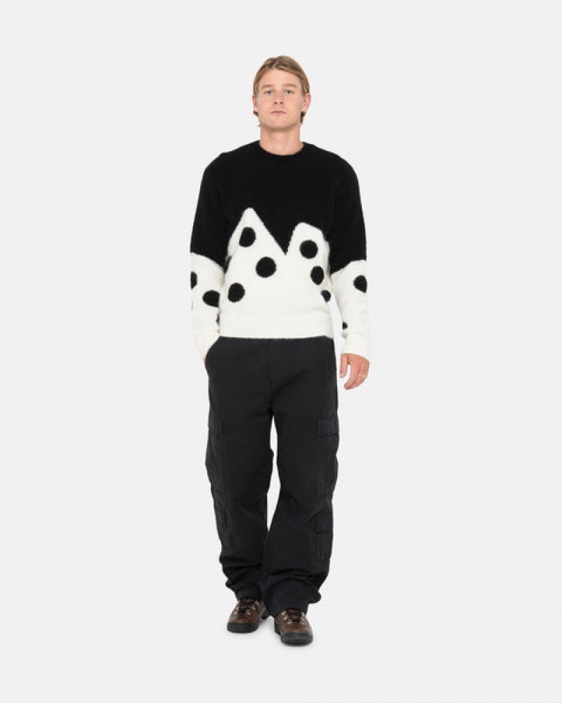 Black Men's Stussy Dice Fuzzy Crew Sweaters Philippines | ABC-0258