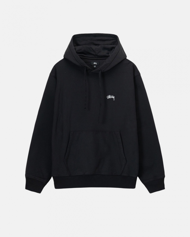 Black Men\'s Stussy Overdyed Stock Logo Hoodie Philippines | VZE-3078