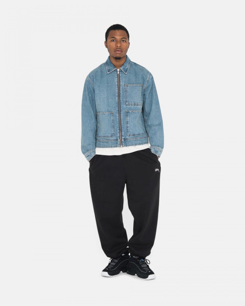 Black Men's Stussy Overdyed Stock Logo Sweatpants Philippines | ISH-1345