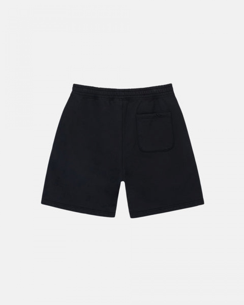 Black Men's Stussy Overdyed Stock Logo Sweat Shorts Philippines | TPG-6503