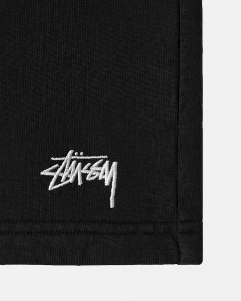 Black Men's Stussy Overdyed Stock Logo Sweat Short Sweatshorts Philippines | BLE-5866