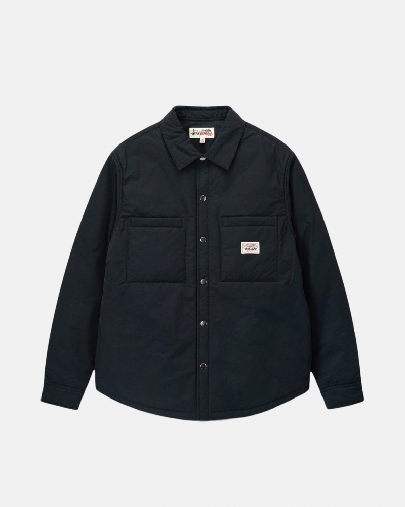 Black Men\'s Stussy Padded Tech Over Shirt Jackets Philippines | PSZ-8069